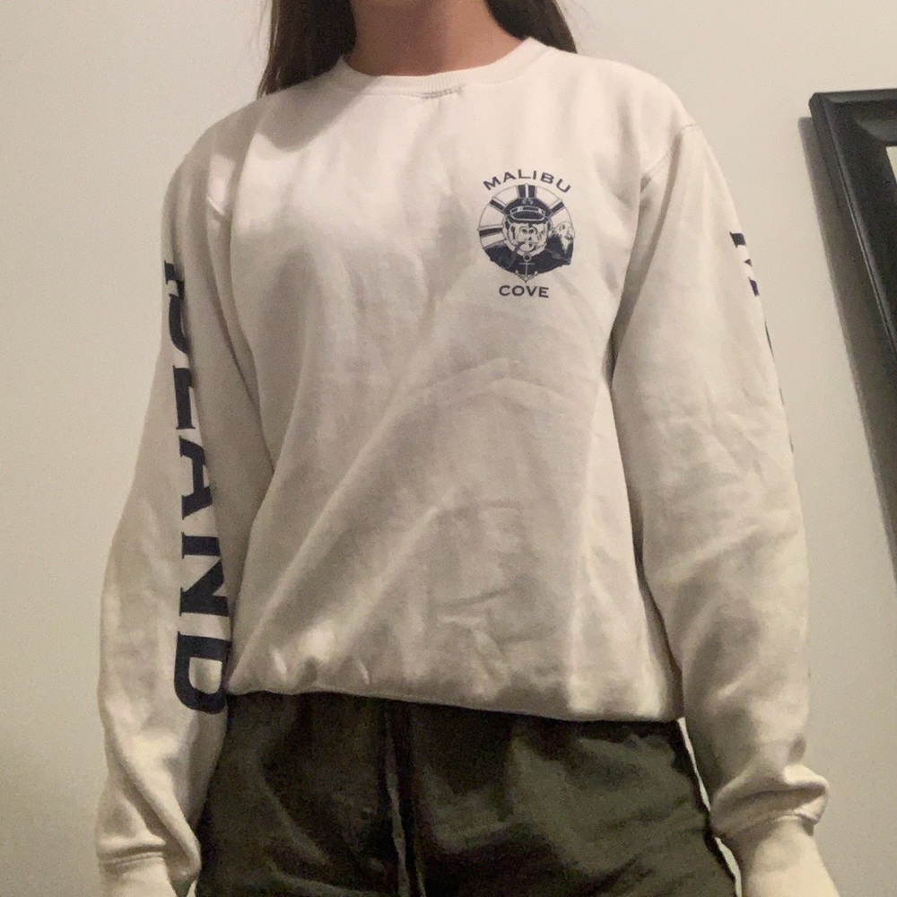 RARE brandy melville malibu cove white crewneck